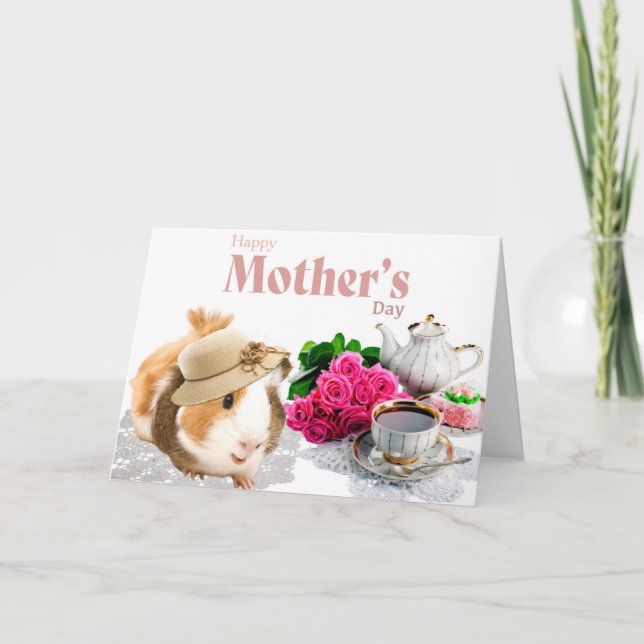 Carte Thé Party de la Fête des Mères avec un Cochon d'In (Devant)
