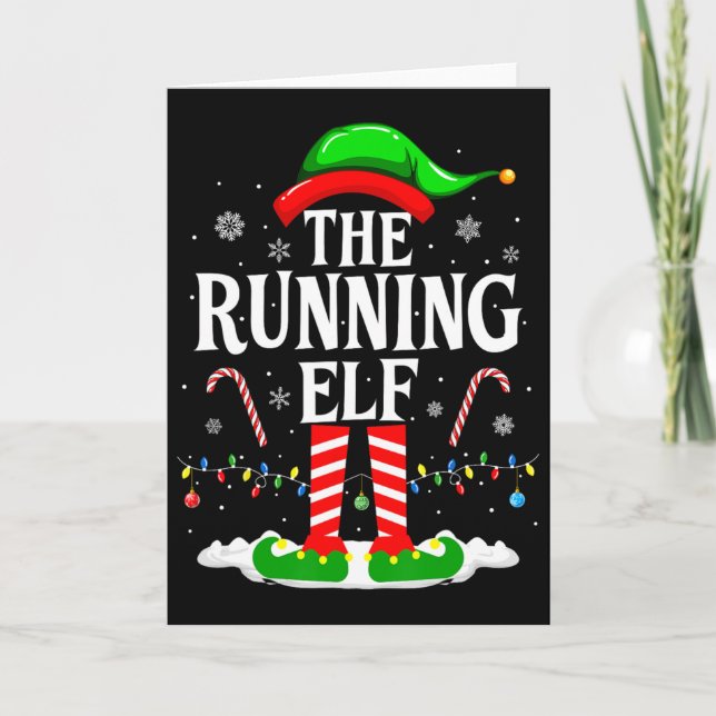Carte The Running Elf Xmas Running Funny Runner Christma (Devant)