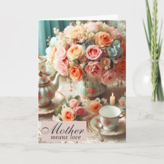 Carte Théière Rose Rose pour la Fête des Mères 