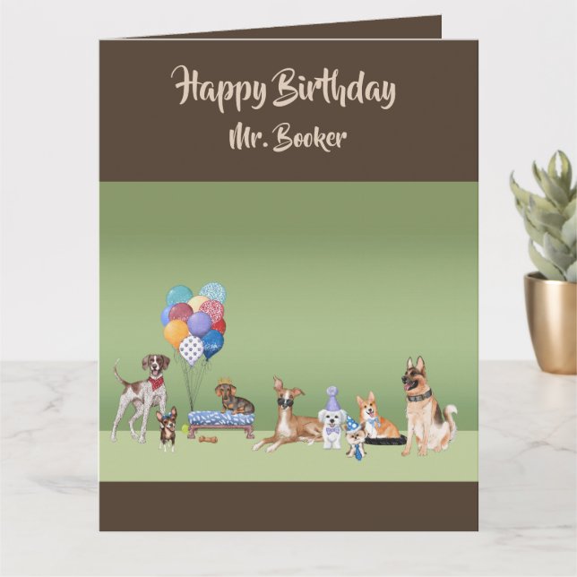 Carte Thème Chien Personnalisé Joyeux Anniversaire Perso (Petite plante)