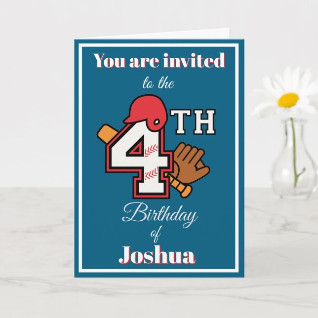 Carte Thème de baseball Happy 4th Sport Anniversaire Inv (Petite plante)