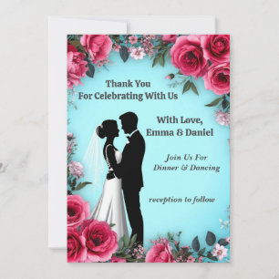 Carte 💐 Thème de mariage Rose Turquoise Romantique Set 