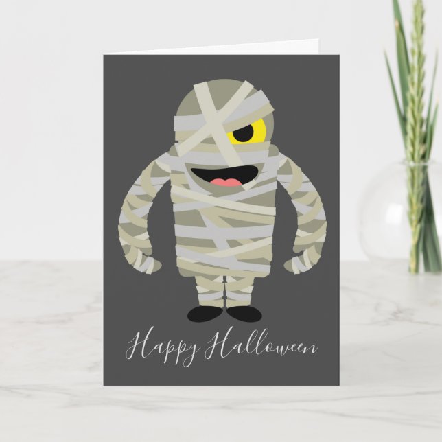 Carte Thème d'Halloween de momie zombie drôle (Devant)