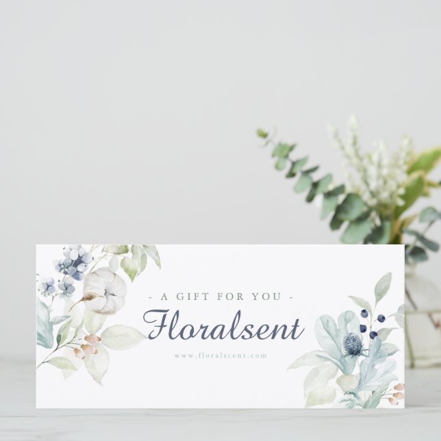 Carte Thème d'hiver Certificat cadeau Floral (Debout devant)