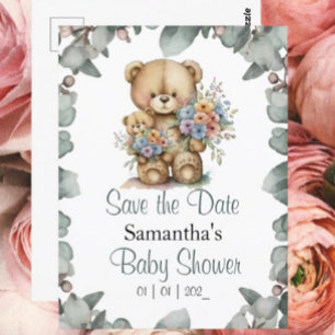Carte Thème du Baby shower de l'ours en peluche