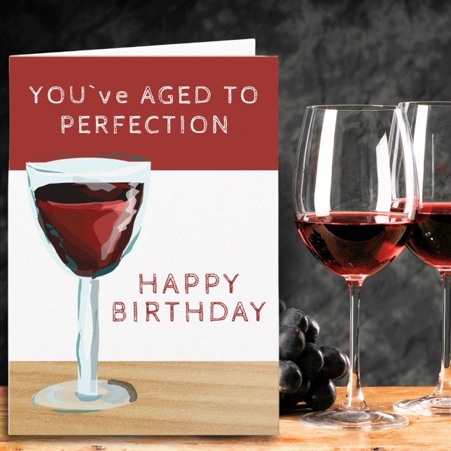 Carte Thème du vin rouge Anniversaire à la perfection (Créateur téléchargé)