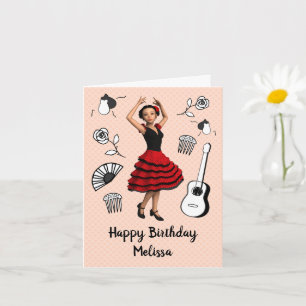 Carte Thème Flamenco - Poupée Danseuse Mignonne Annivers