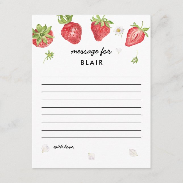 Carte Thème fraise Anniversaire Heure Capsule Note (Devant)