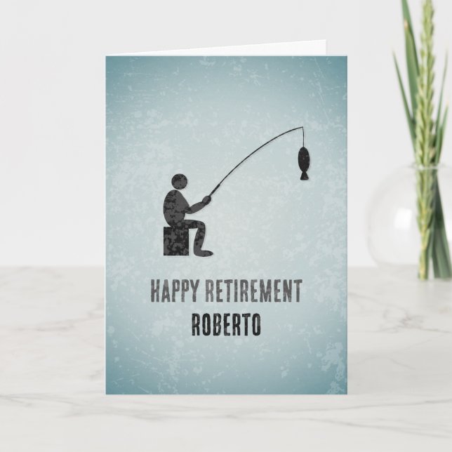Carte Thème pêcheur à la ligne et pêche pour anniversair (Devant)