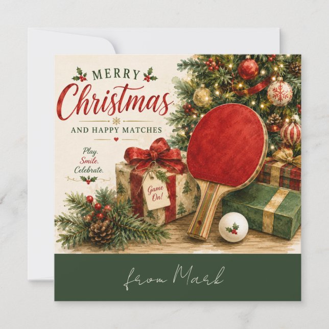 Carte Thème ping pong Noël  (Devant)