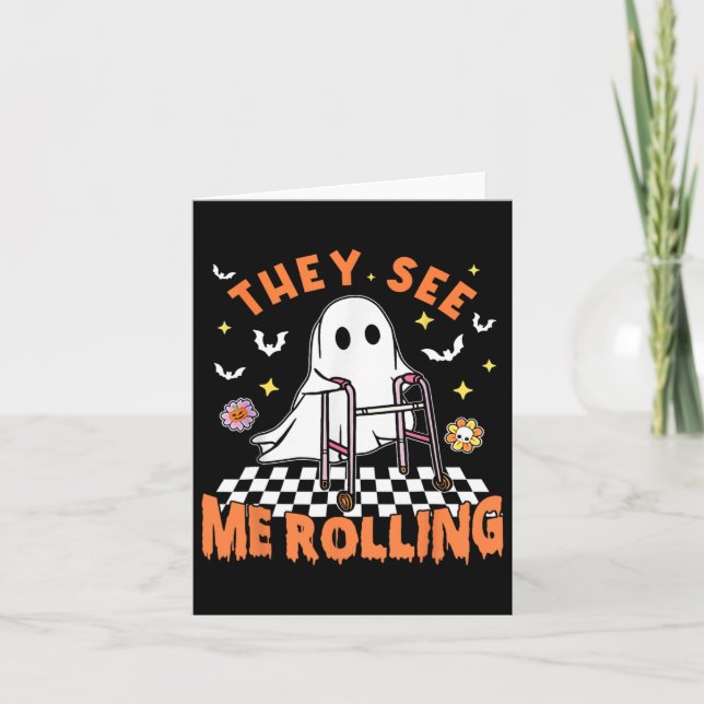 Carte Thérapie Physique Halloween Ils Me Voient Rolling  (Devant)
