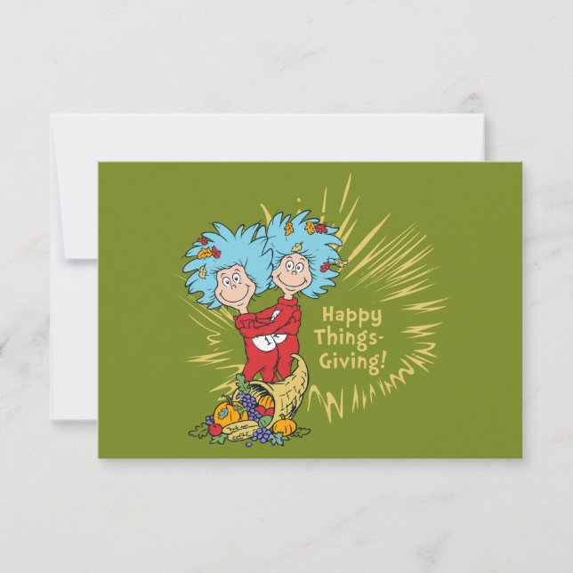 Carte Thing One Thing Two Joyeux Things-Giving! (Devant)