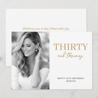 Carte Thirty and Thriving Elegant 30th Birthday Photo