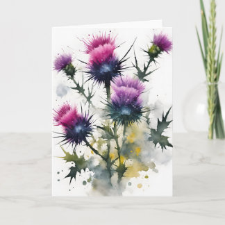 Carte Thistle - Watercolor flowers