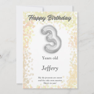 Carte Three year old Happy Birthday card
