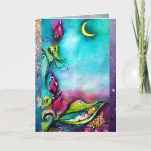 CARTE THUMBELINA DORMIR ENTRE FEUILLES ROSE