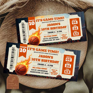 Carte Ticket de jeu de dunk de basket-ball de feu d'anni