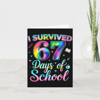 Carte Tie Dye J'ai Survécu 67 Jours D'école Drôle Six Se