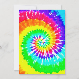 Carte Tie Dye Rainbow Swirl Neon Rainbow Coloris Motif