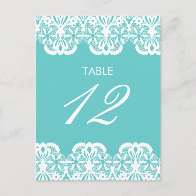 Carte Tiffany Turquoise Lace Table Numéro (Devant)