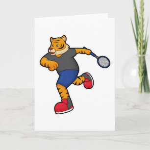 Carte Tiger en tant que joueur de tennis avec raquette d