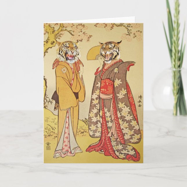 Carte Tiger Homme et Femme Japonaise Print Couple (Devant)
