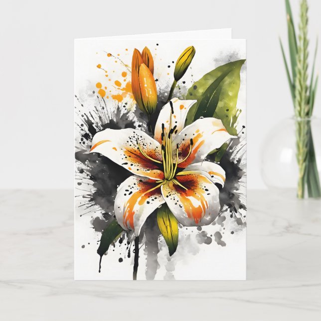 Carte Tiger Lily - Watercolor flowers (Devant)