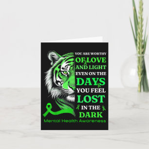 Carte Tiger Motivation vert Ruban santé mentale Awar