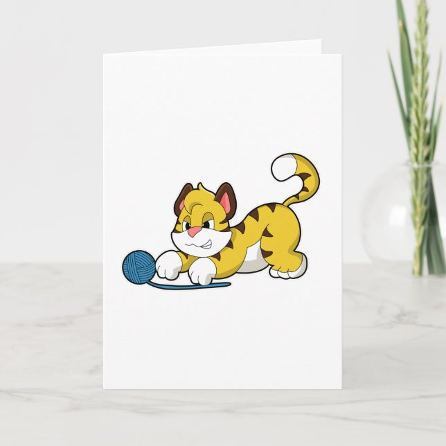 Carte Tigre avec balle de laine (Devant)