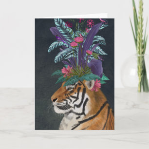 Carte Tigre avec tête tropicale