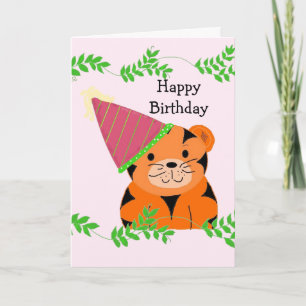 Carte Tigre doux dans un Casquette d'anniversaire