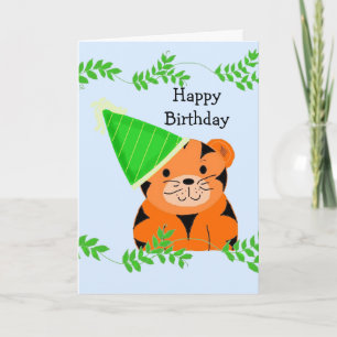 Carte Tigre doux dans un Casquette d'anniversaire