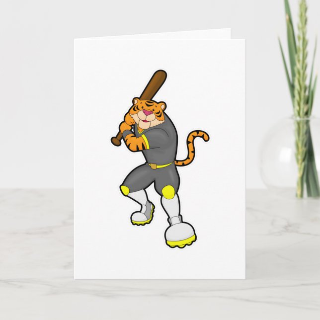 Carte Tigre en joueur de baseball avec une batte de base (Devant)