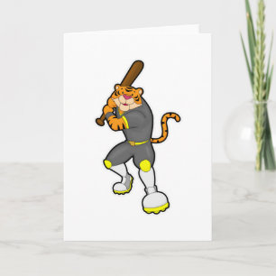 Carte Tigre en joueur de baseball avec une batte de base