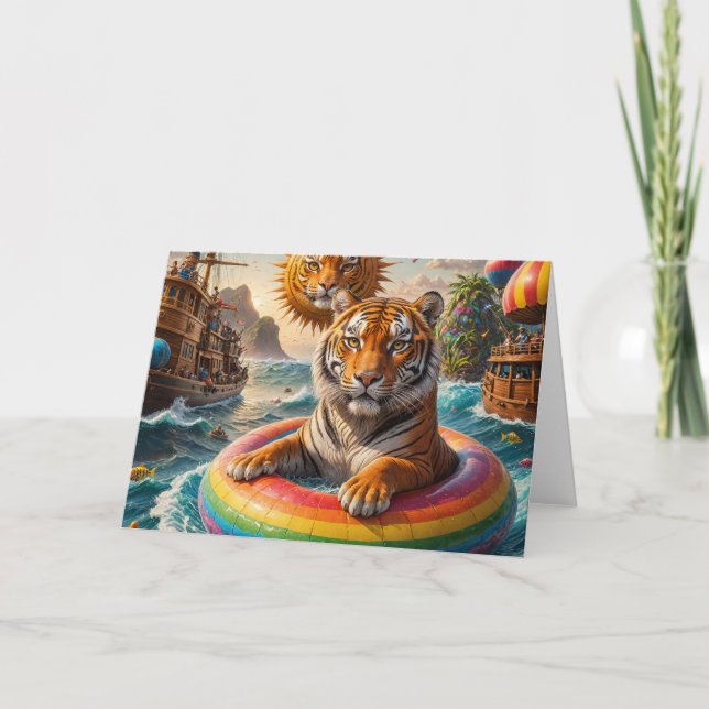 Carte Tigre flottant pendant un jour d'été (Devant)