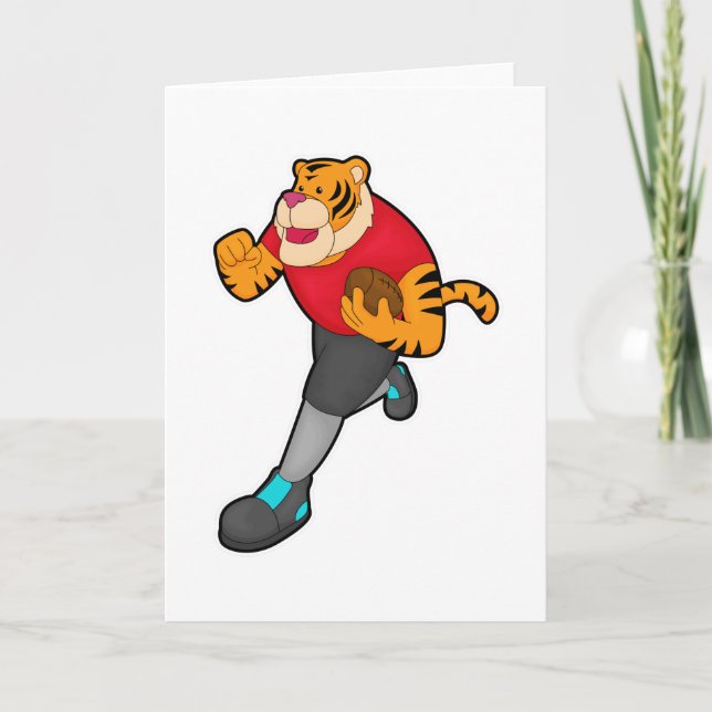 Carte Tigre footballeur avec ballon de football (Devant)