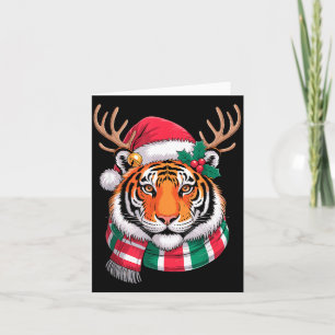 Carte Tigre Renne Noël Chapeau Santa Tigre Xmas