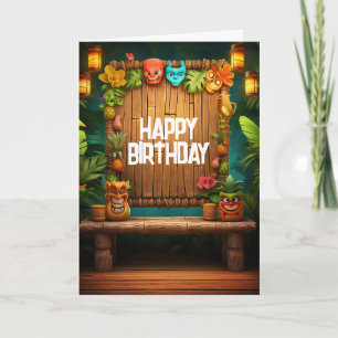 Carte Tiki Luau Hawaiian Tropical Island Beach Anniversa