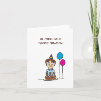 Carte Tillykke med fødselsdagen, anniversaire heureux au