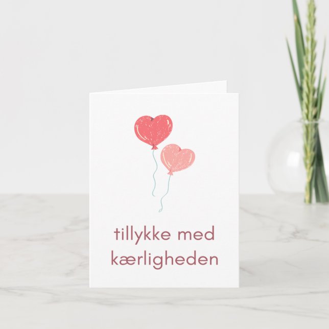 Carte Tillykke med kæ rligheden, mariage danois (Devant)