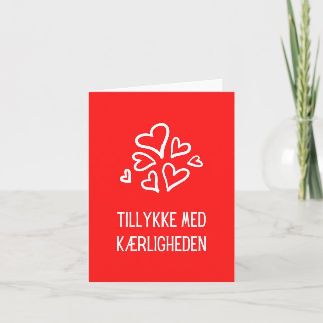 Carte Tillykke med kæ rligheden, mariage danois (Devant)