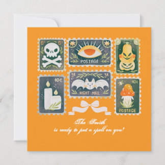 Carte Timbre Citrouille de saison Éffrayante Halloween R