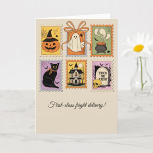Carte Timbre d'Halloween vintage — saison Éffrayant