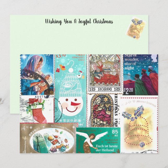 Carte Timbres personnalisés en pot de Noël (Devant / Derrière)
