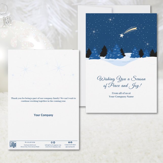 Carte Tir Star Winterscape Business Holiday Card (Shooting Star Winterscape Business Holiday Card)