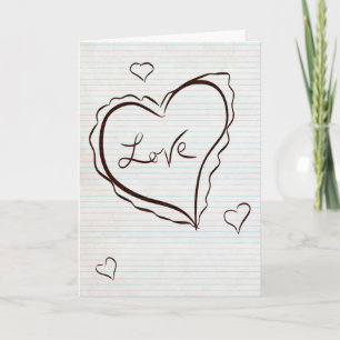 Carte tirée par la main de Saint-Valentin de coeur