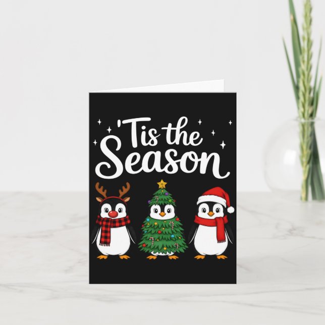 Carte Tis The Season Penguin Christmas Santa Long Sleeve (Devant)