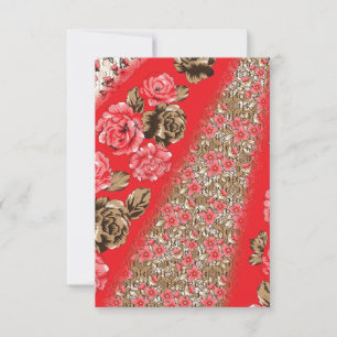 Carte Tissu rouge éclatant avec floral complexe et
