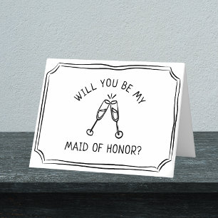 Carte Toast de Champagne Whimsical Maid of Honor Proposi