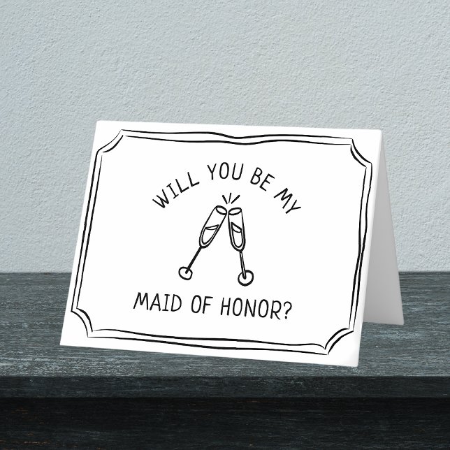 Carte Toast de Champagne Whimsical Maid of Honor Proposi (Ask your best friend to be your matron of honor with this elegant champagne card.)